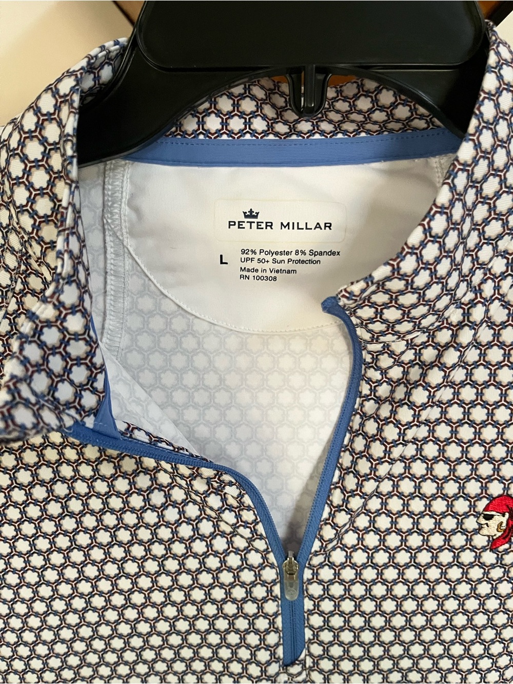 Peter Millar White & Navy Geometric Long-Sleeve Quarter-Zip Sun Shirt - Picture 3 of 4
